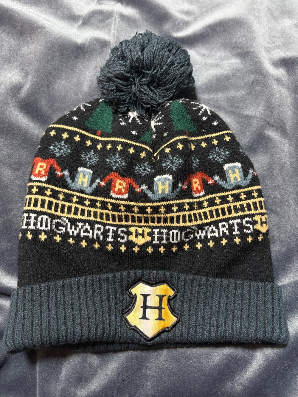 Hogwarts Black Pom Beanie Hat